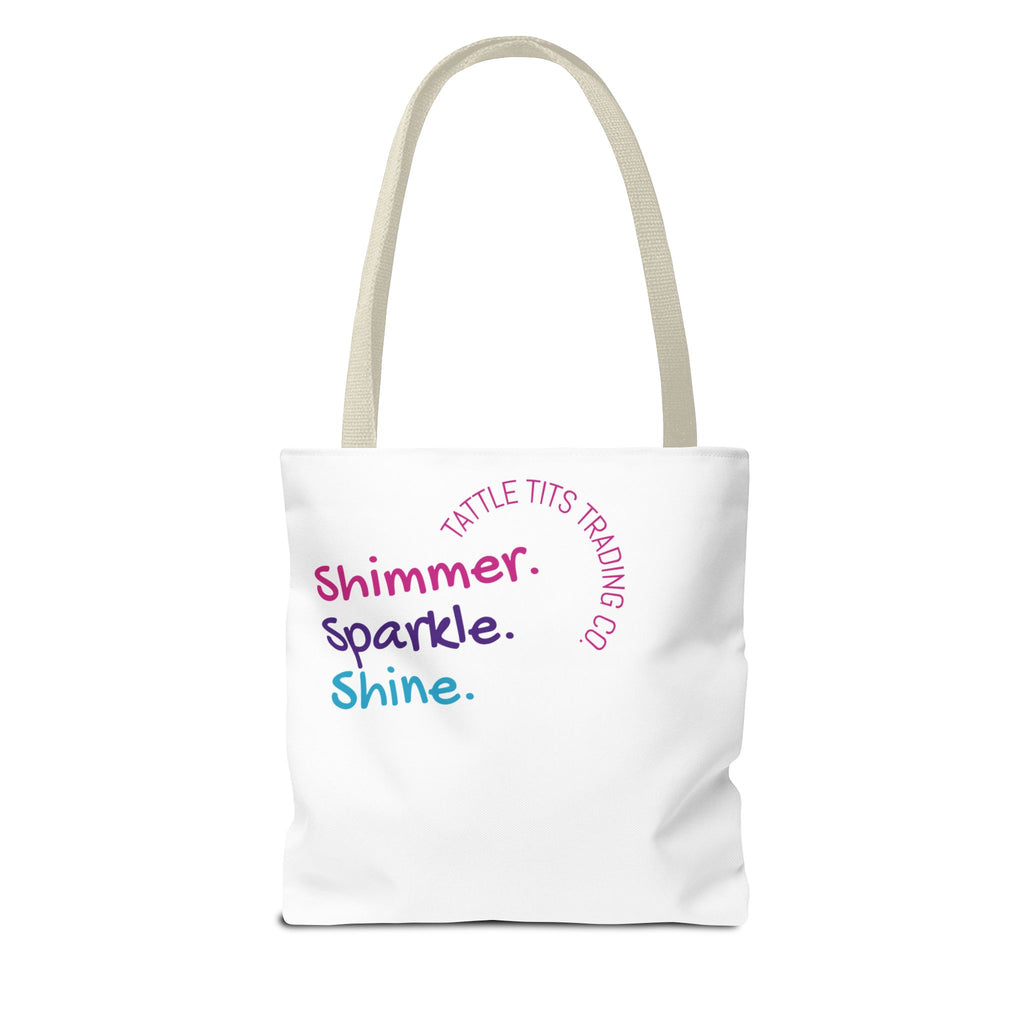 Colorful Cat Tote Bag — 'Shimmer. Sparkle. Shine.' All-Over Print