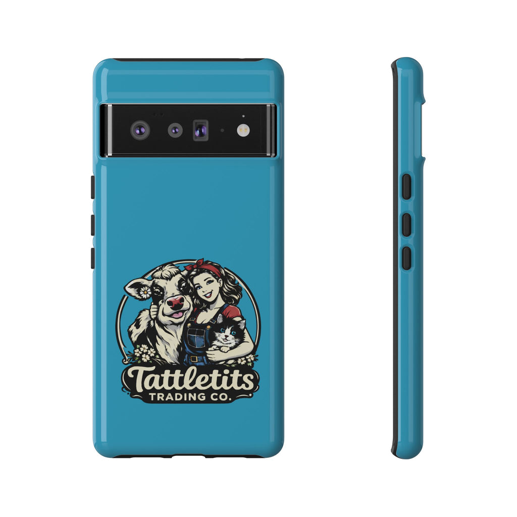 Phone Case — Retro 'Tuffellets' Logo Pattern on Teal