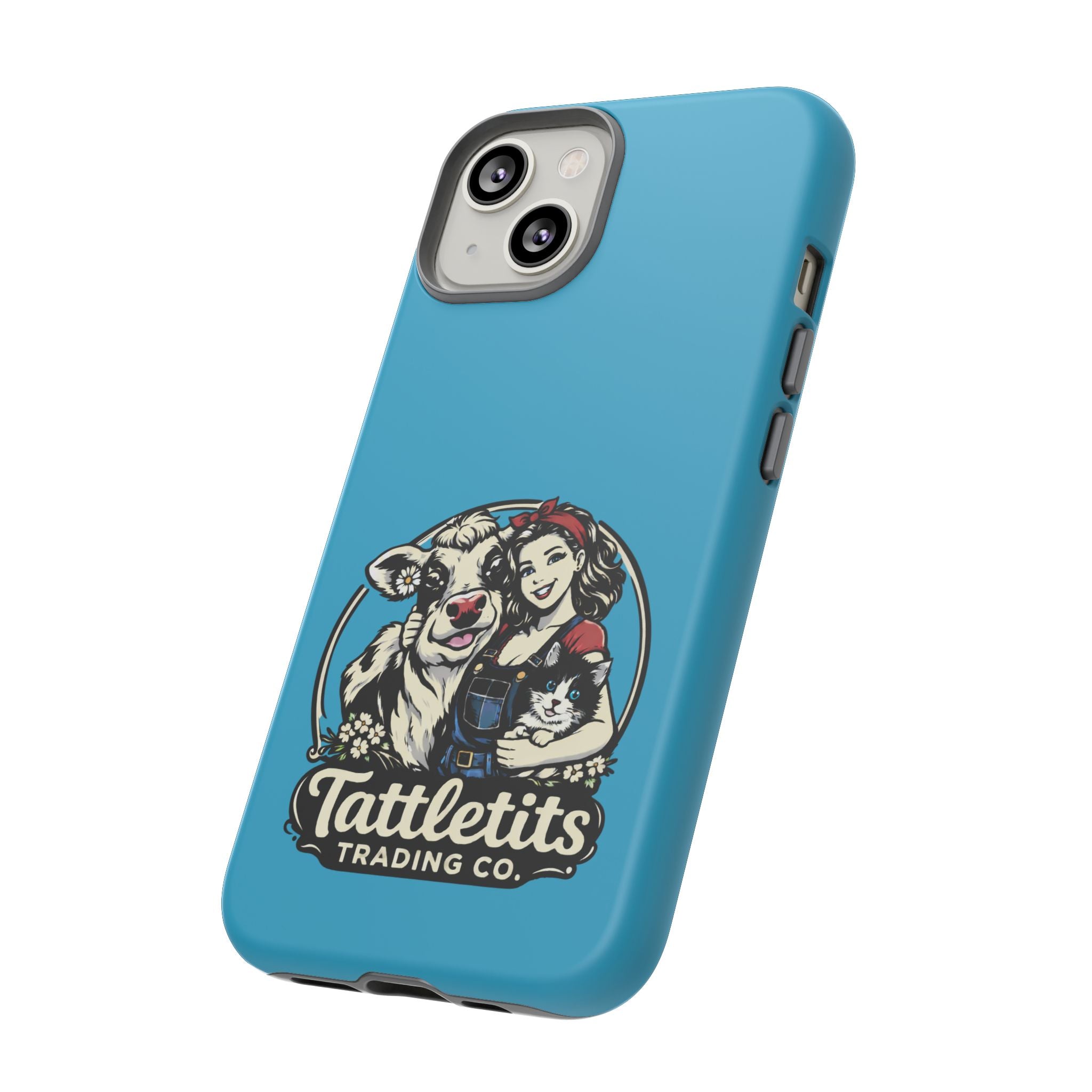 Phone Case — Retro 'Tuffellets' Logo Pattern on Teal