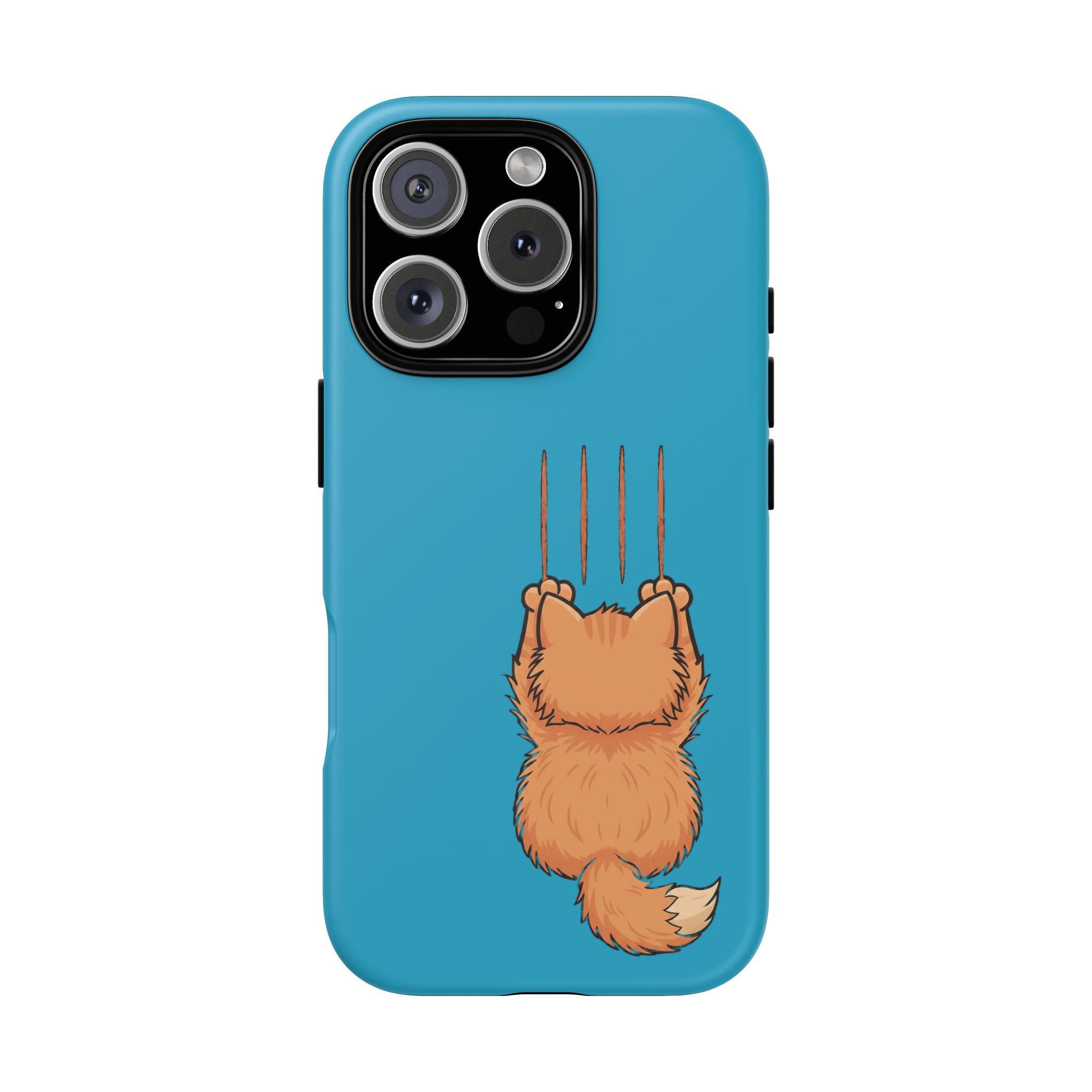 Cat Claw Blue Phone Case — Cute Hanging Orange Kitten Protective Cover