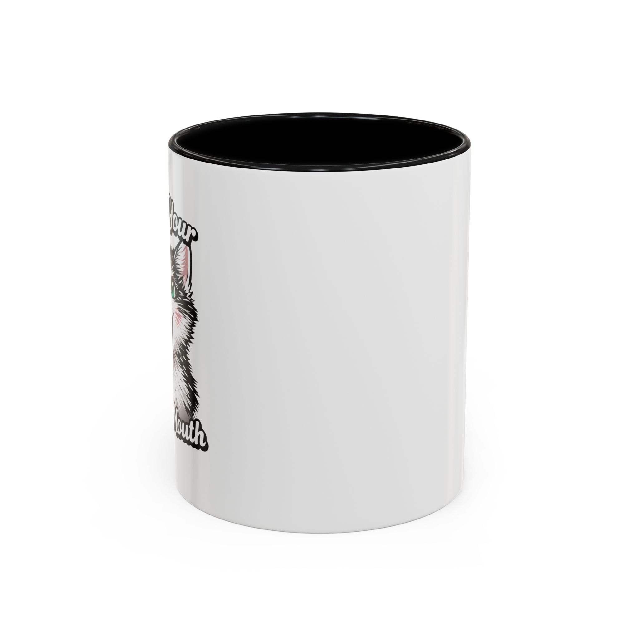 Cat Lover Accent Coffee Mug — Cute Staring Cat Design (11/15 oz)