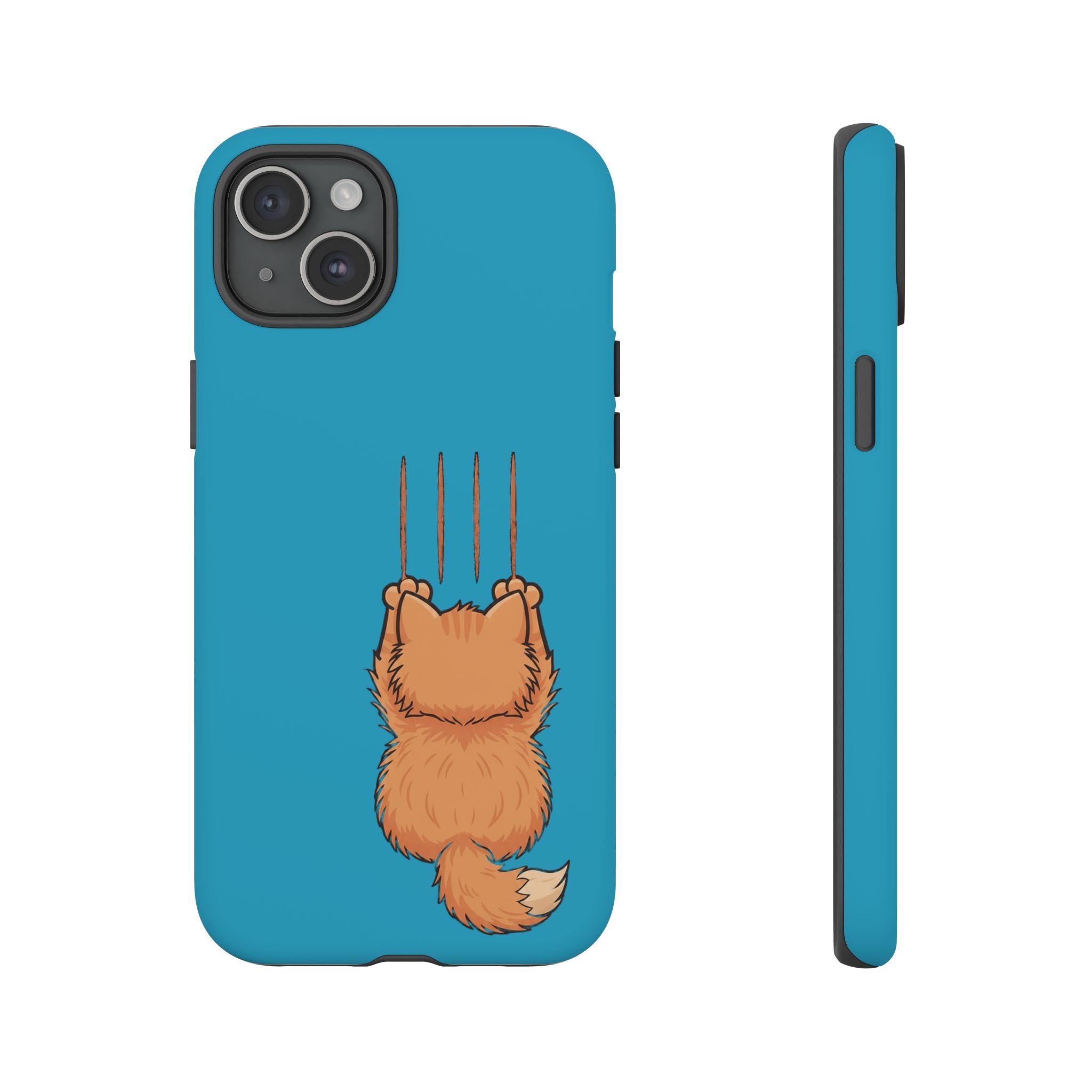 Cat Claw Blue Phone Case — Cute Hanging Orange Kitten Protective Cover