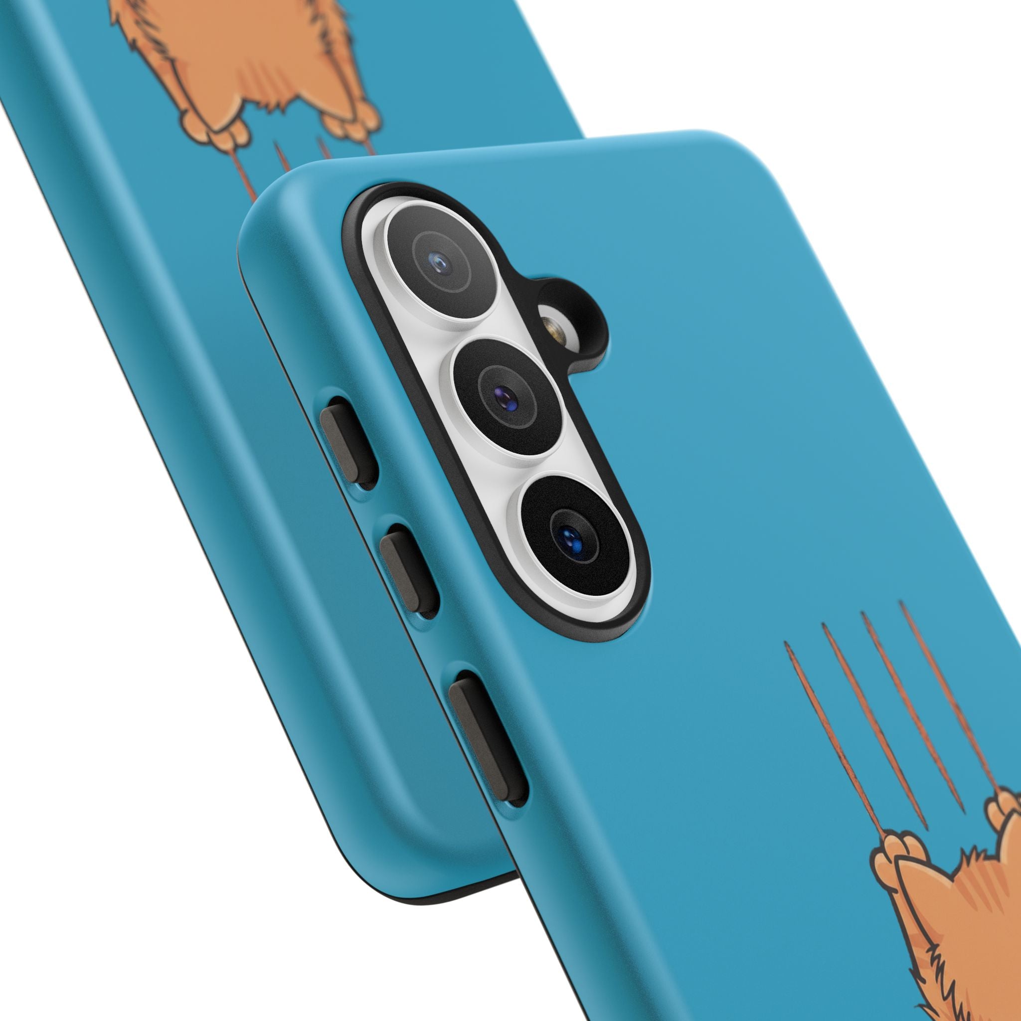 Cat Claw Blue Phone Case — Cute Hanging Orange Kitten Protective Cover