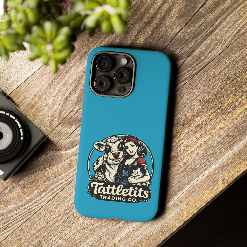Phone Case — Retro 'Tuffellets' Logo Pattern on Teal