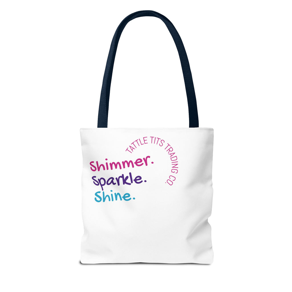 Colorful Cat Tote Bag — 'Shimmer. Sparkle. Shine.' All-Over Print
