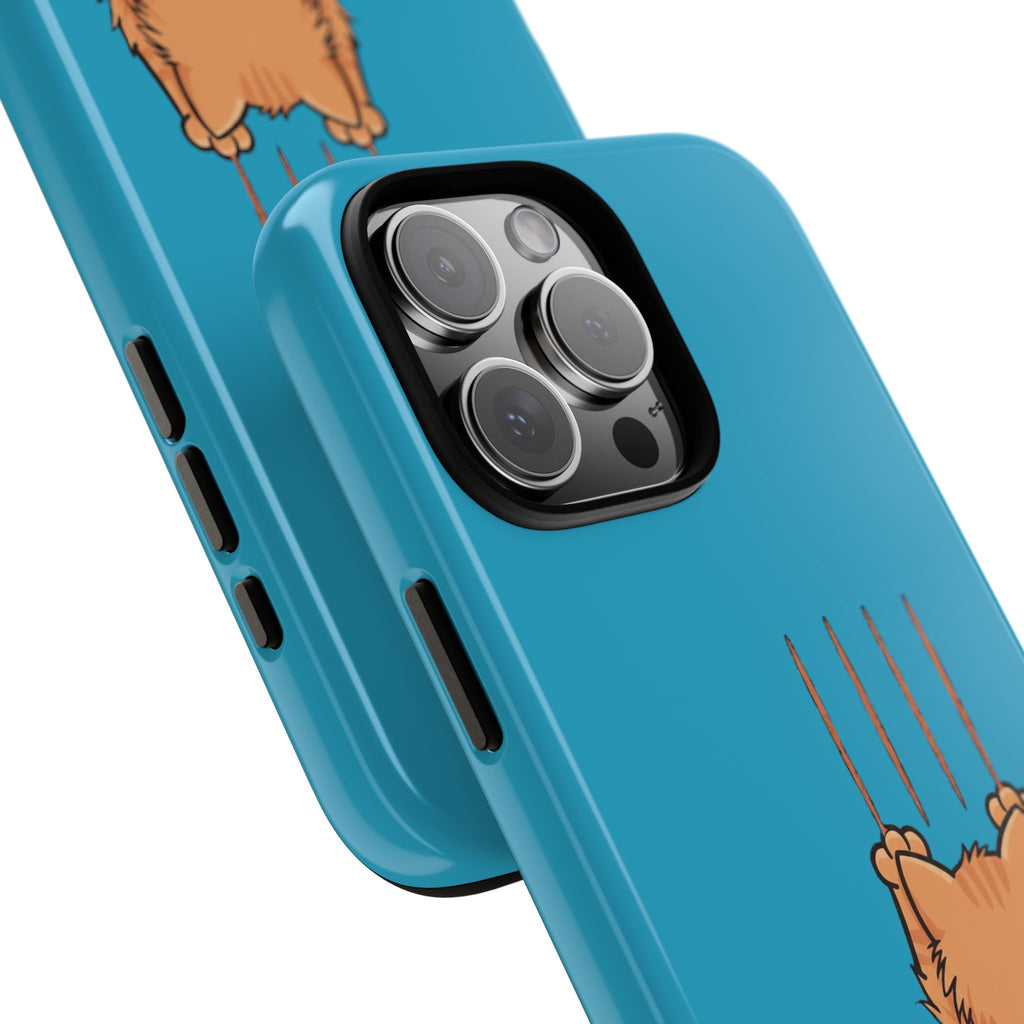 Cat Claw Blue Phone Case — Cute Hanging Orange Kitten Protective Cover