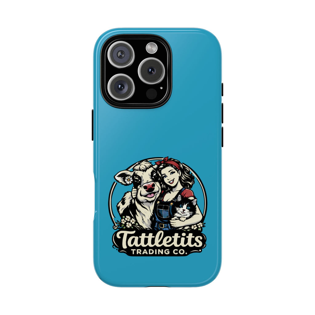 Phone Case — Retro 'Tuffellets' Logo Pattern on Teal