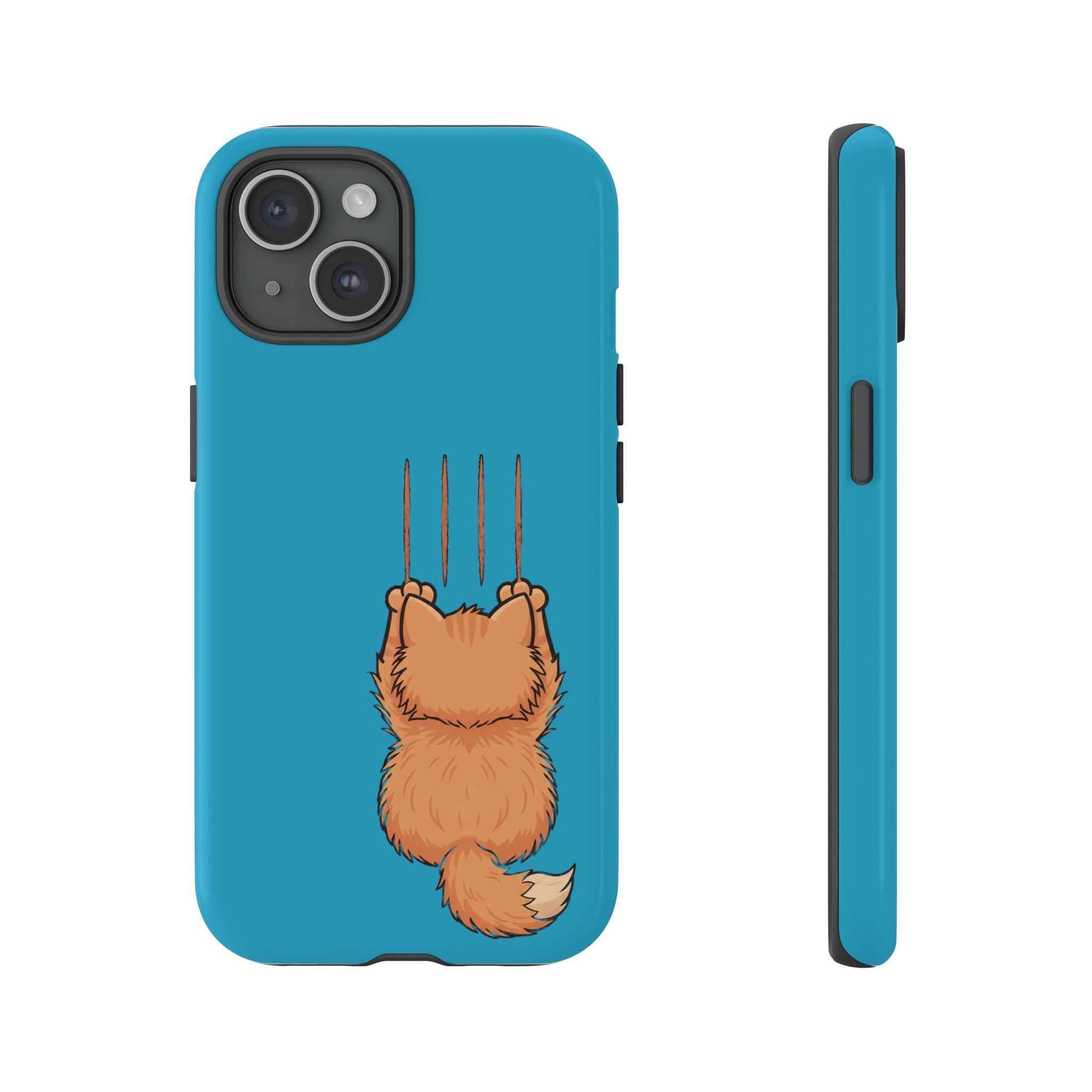 Cat Claw Blue Phone Case — Cute Hanging Orange Kitten Protective Cover
