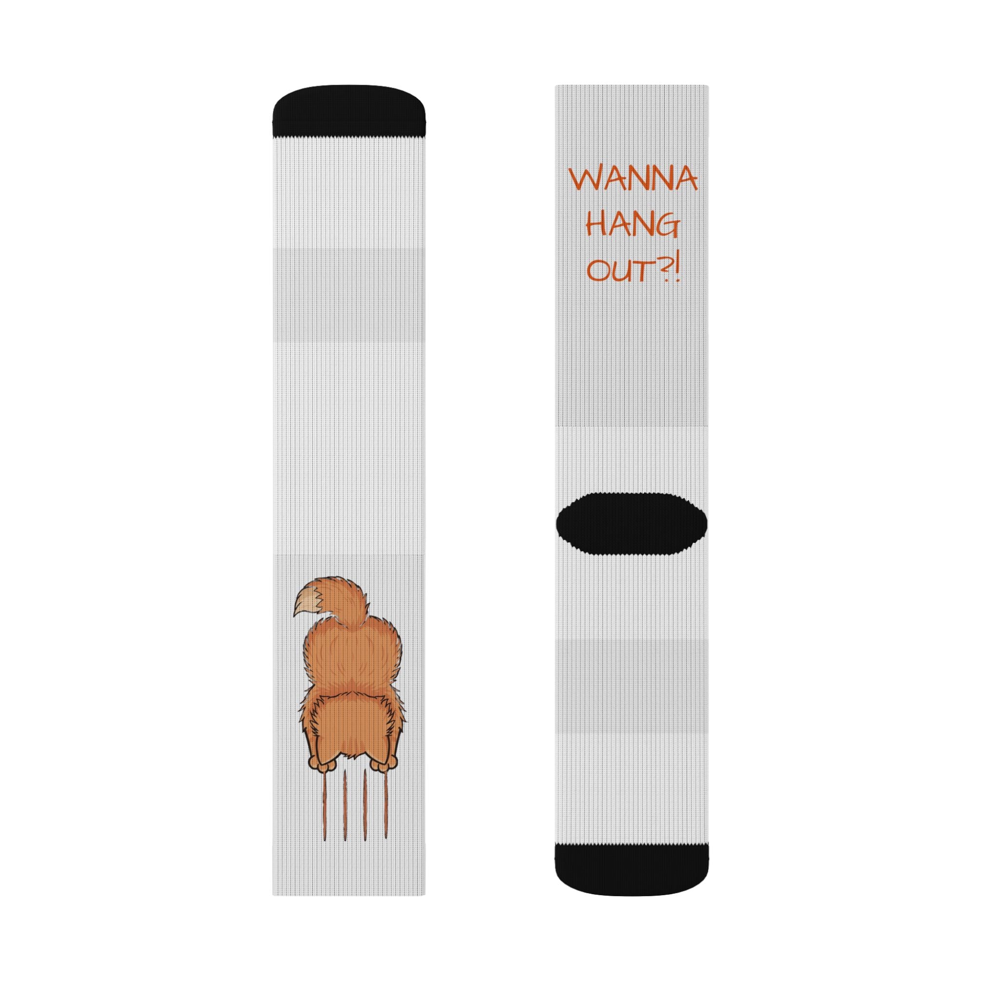 Funny Kitten Socks – "Wanna Hang Out?" Sublimated Crew Socks