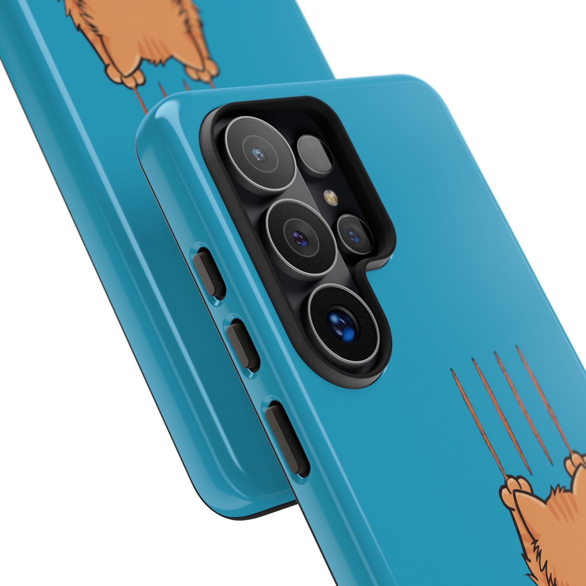 Cat Claw Blue Phone Case — Cute Hanging Orange Kitten Protective Cover