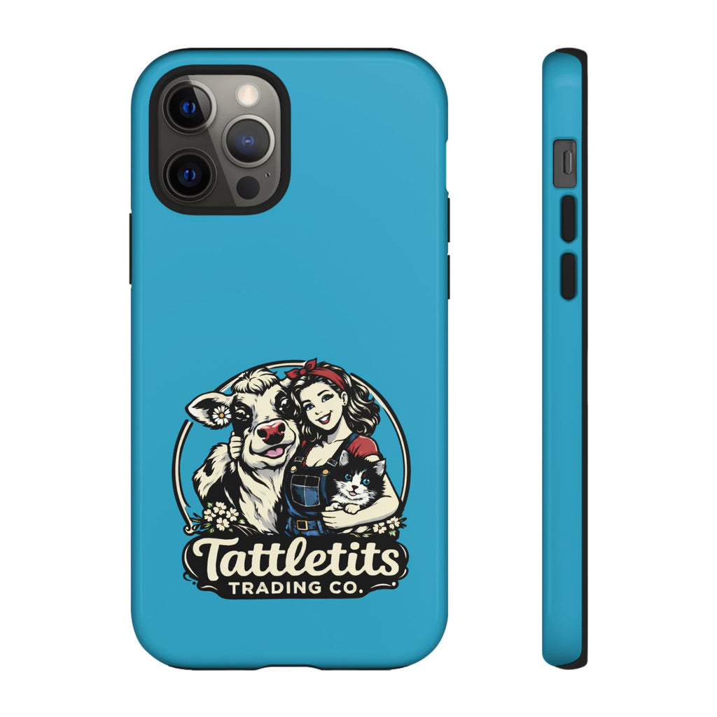 Phone Case — Retro 'Tuffellets' Logo Pattern on Teal