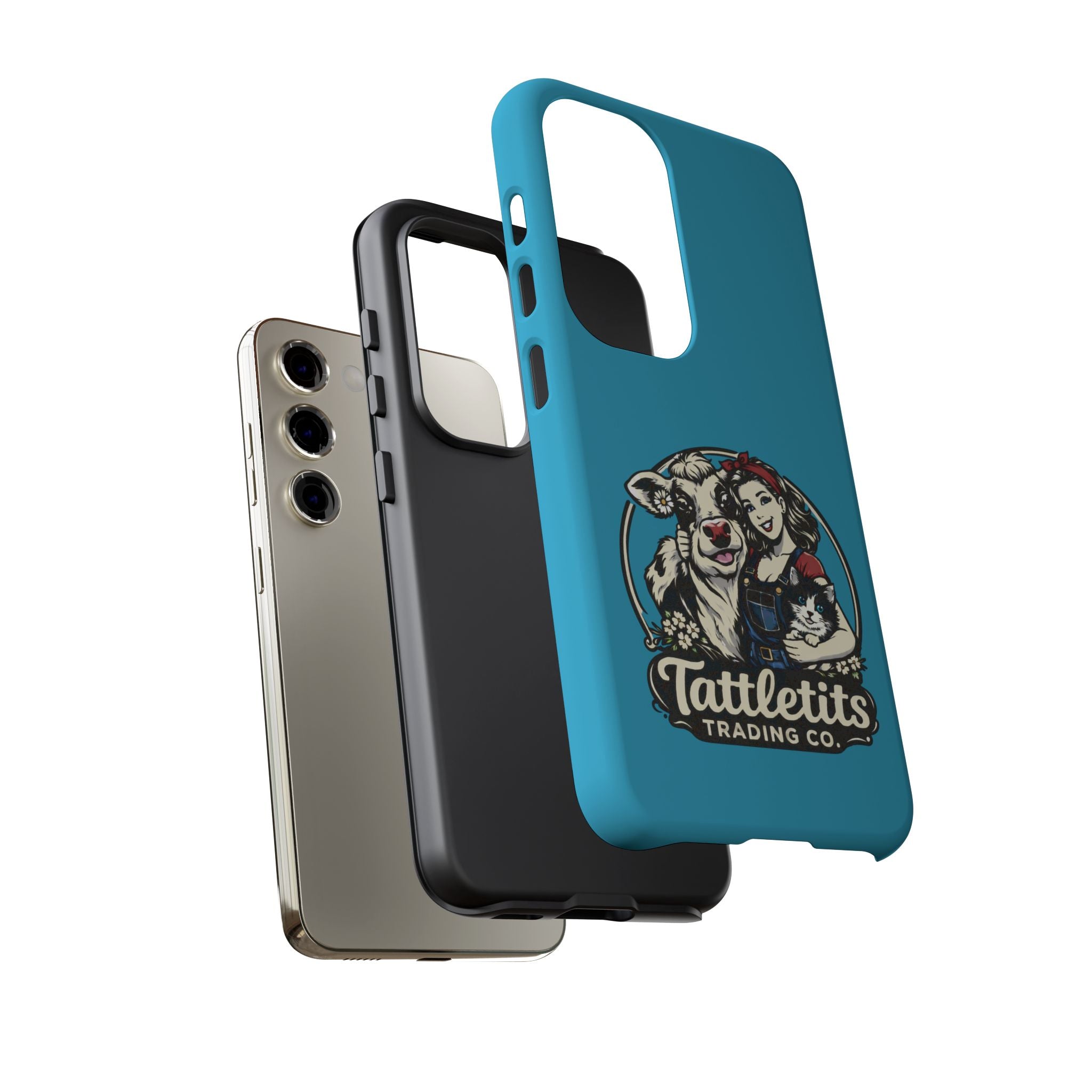 Phone Case — Retro 'Tuffellets' Logo Pattern on Teal