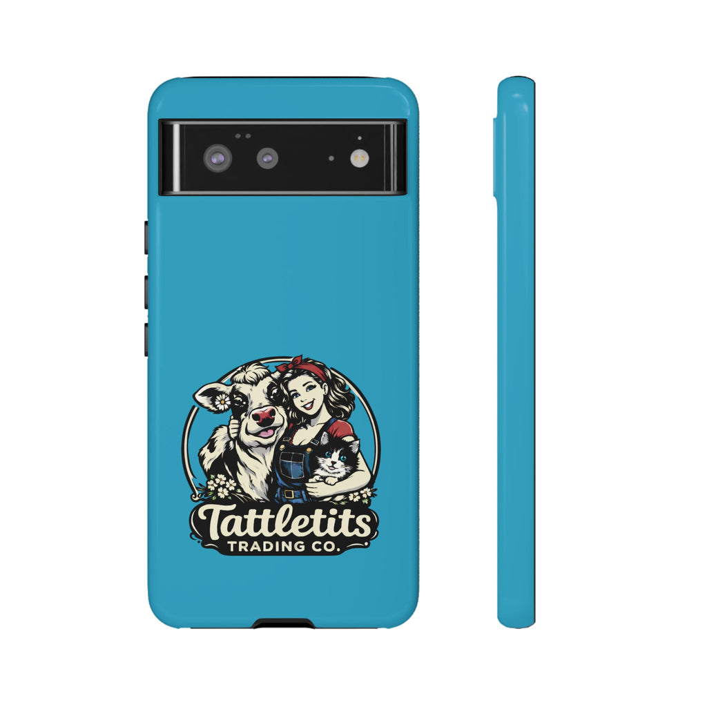 Phone Case — Retro 'Tuffellets' Logo Pattern on Teal