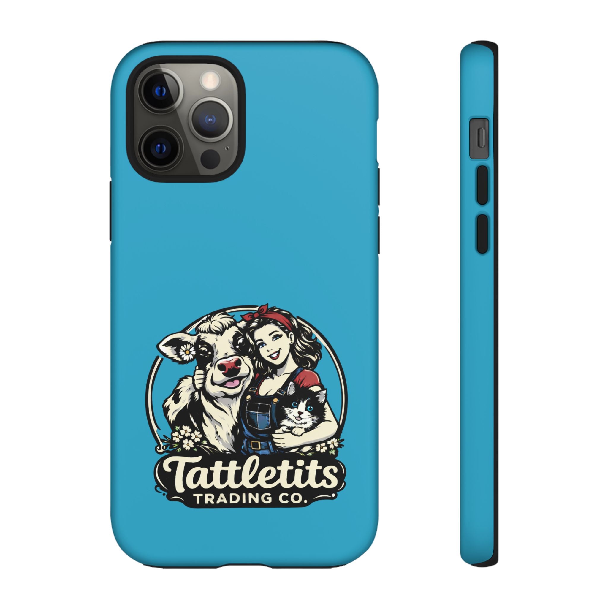 Phone Case — Retro 'Tuffellets' Logo Pattern on Teal