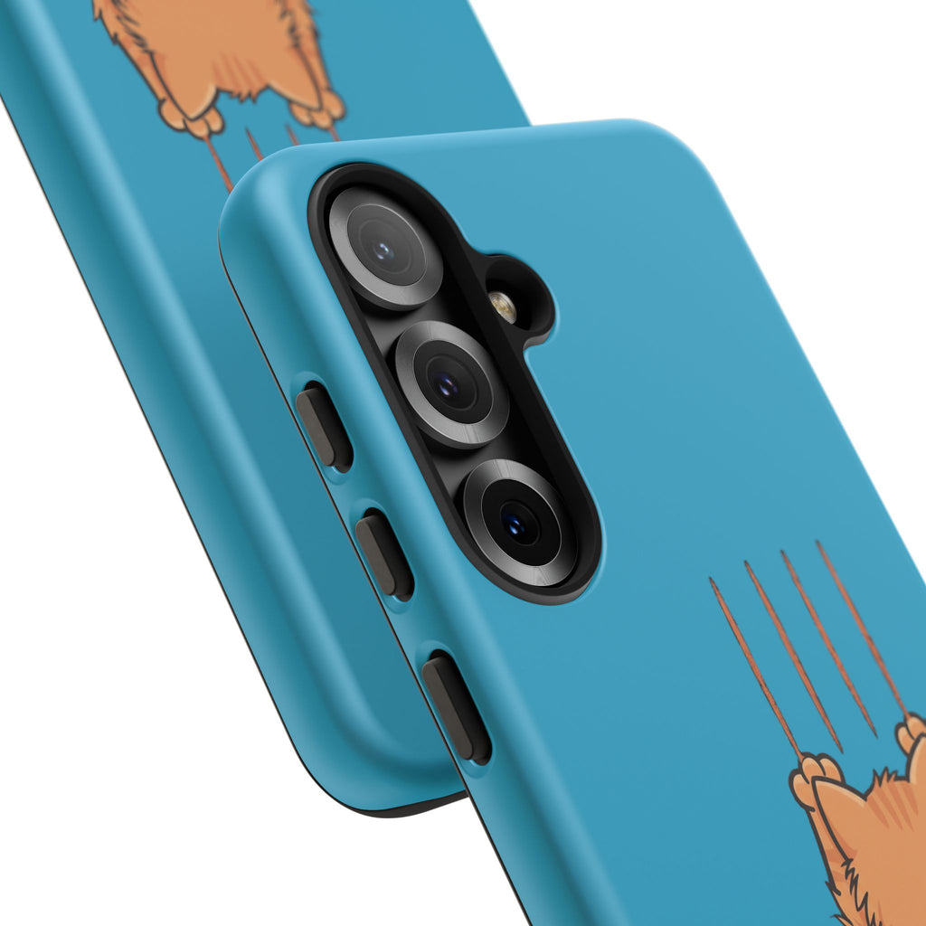 Cat Claw Blue Phone Case — Cute Hanging Orange Kitten Protective Cover