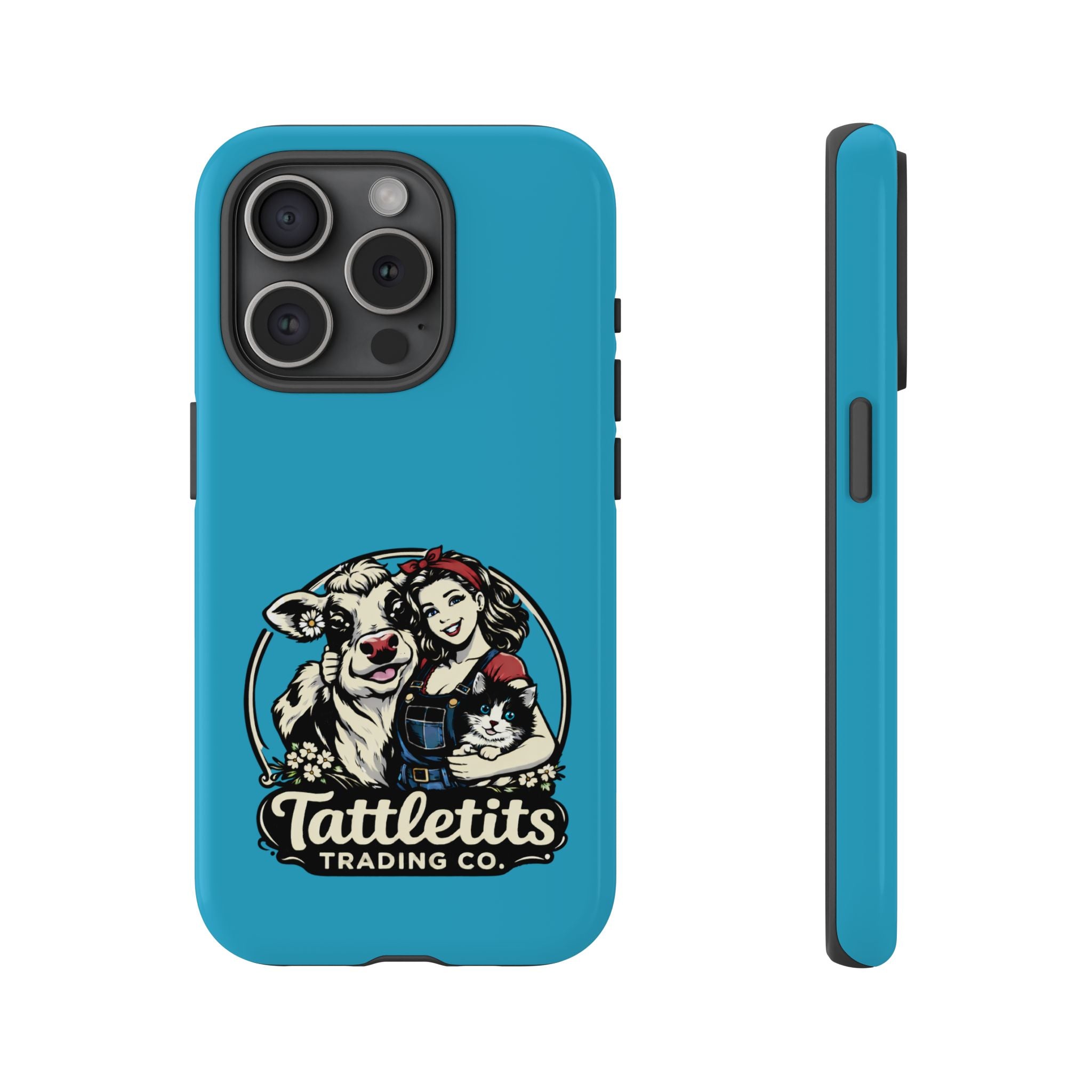 Phone Case — Retro 'Tuffellets' Logo Pattern on Teal