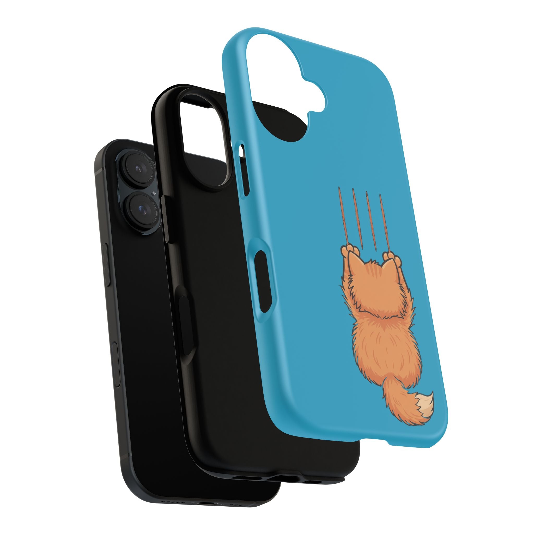 Cat Claw Blue Phone Case — Cute Hanging Orange Kitten Protective Cover
