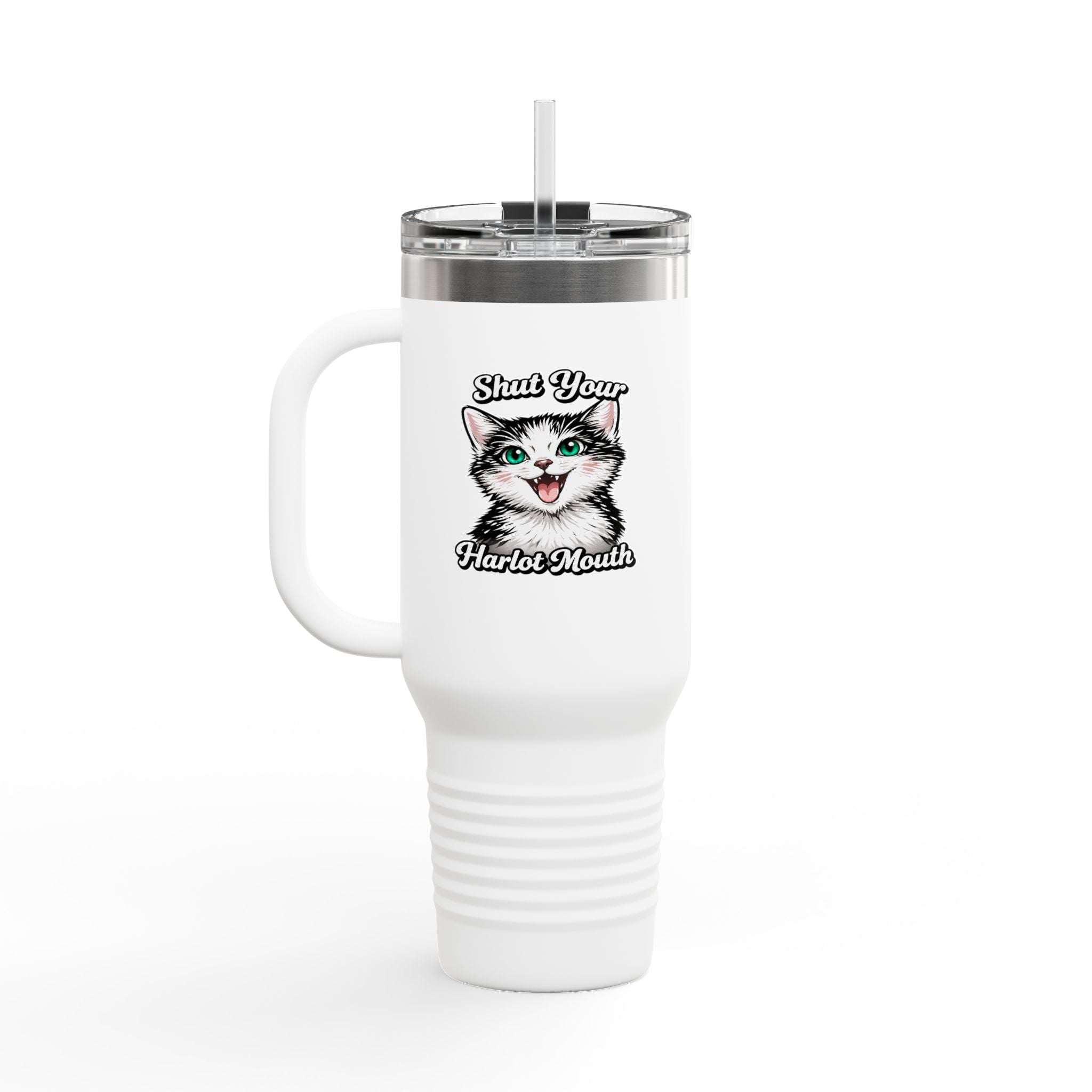 40oz Insulated Travel Mug — Mint Tumbler with Straw & Handle