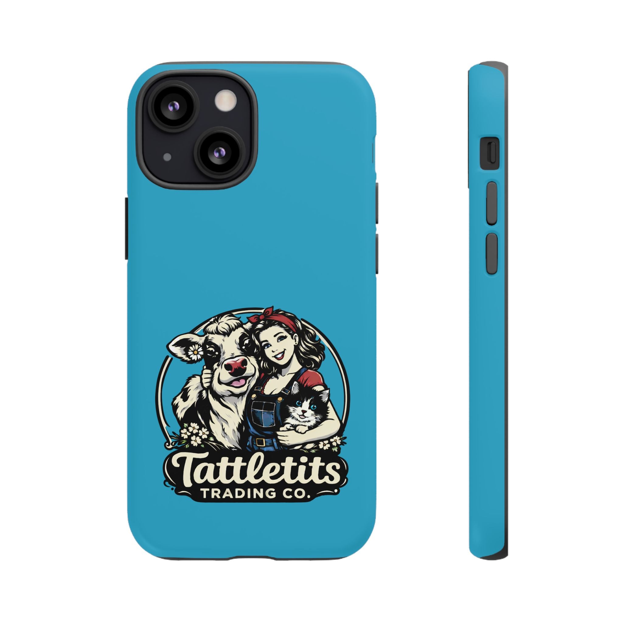 Phone Case — Retro 'Tuffellets' Logo Pattern on Teal