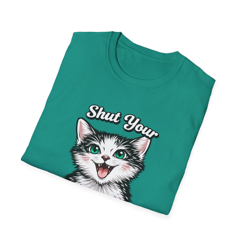 T-Shirt — "Shut Your Harlow Mouth" Funny Cat Graphic Tee