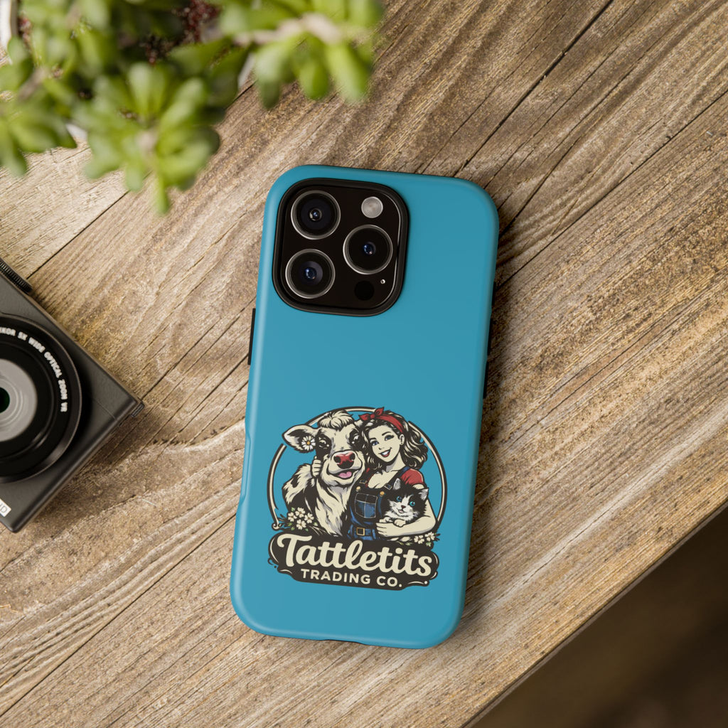 Phone Case — Retro 'Tuffellets' Logo Pattern on Teal