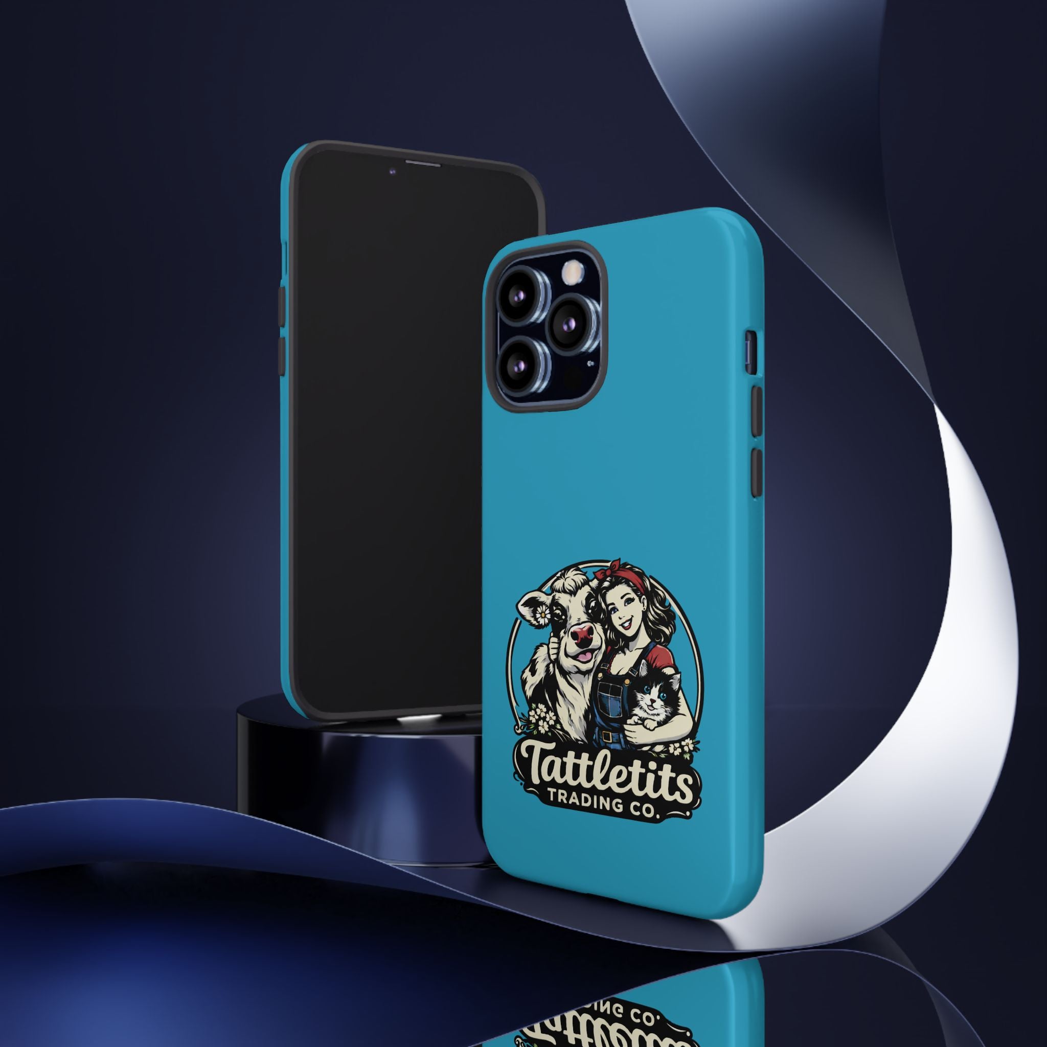 Phone Case — Retro 'Tuffellets' Logo Pattern on Teal