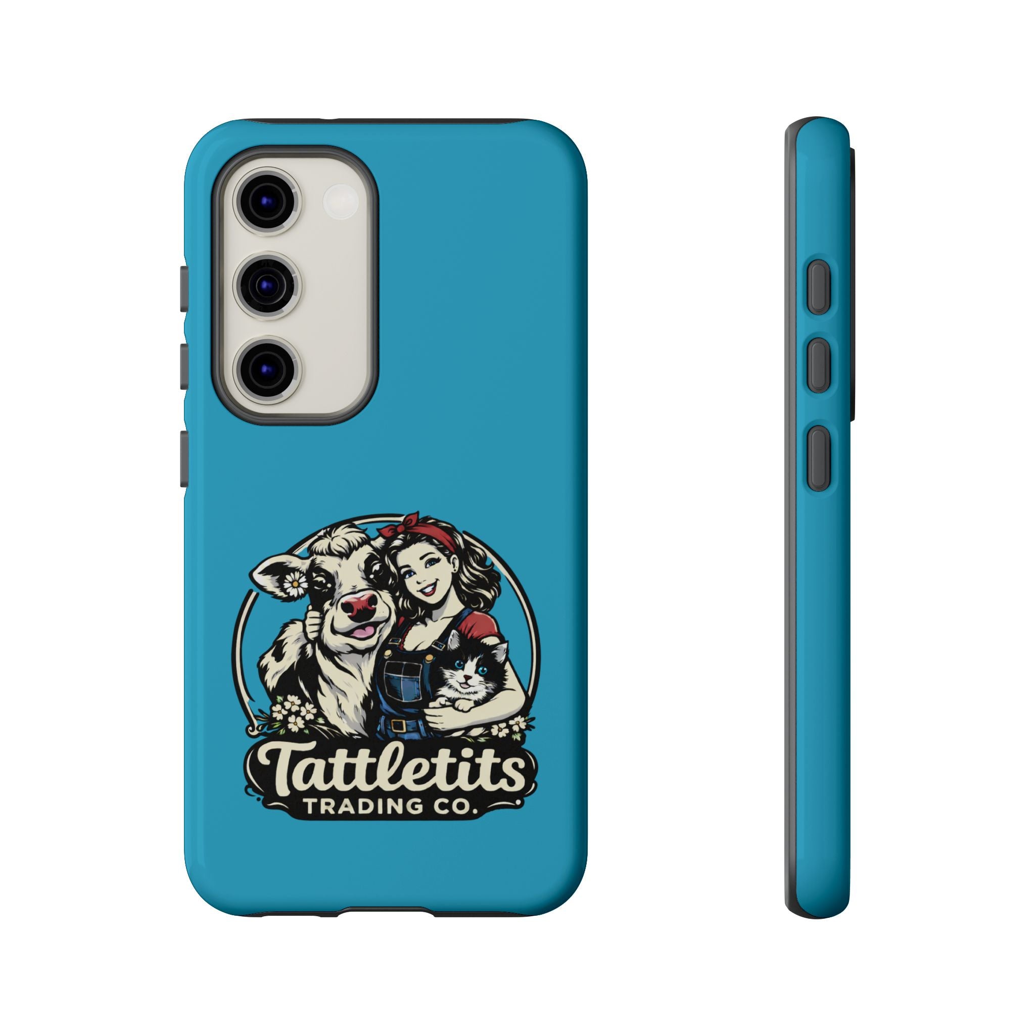 Phone Case — Retro 'Tuffellets' Logo Pattern on Teal