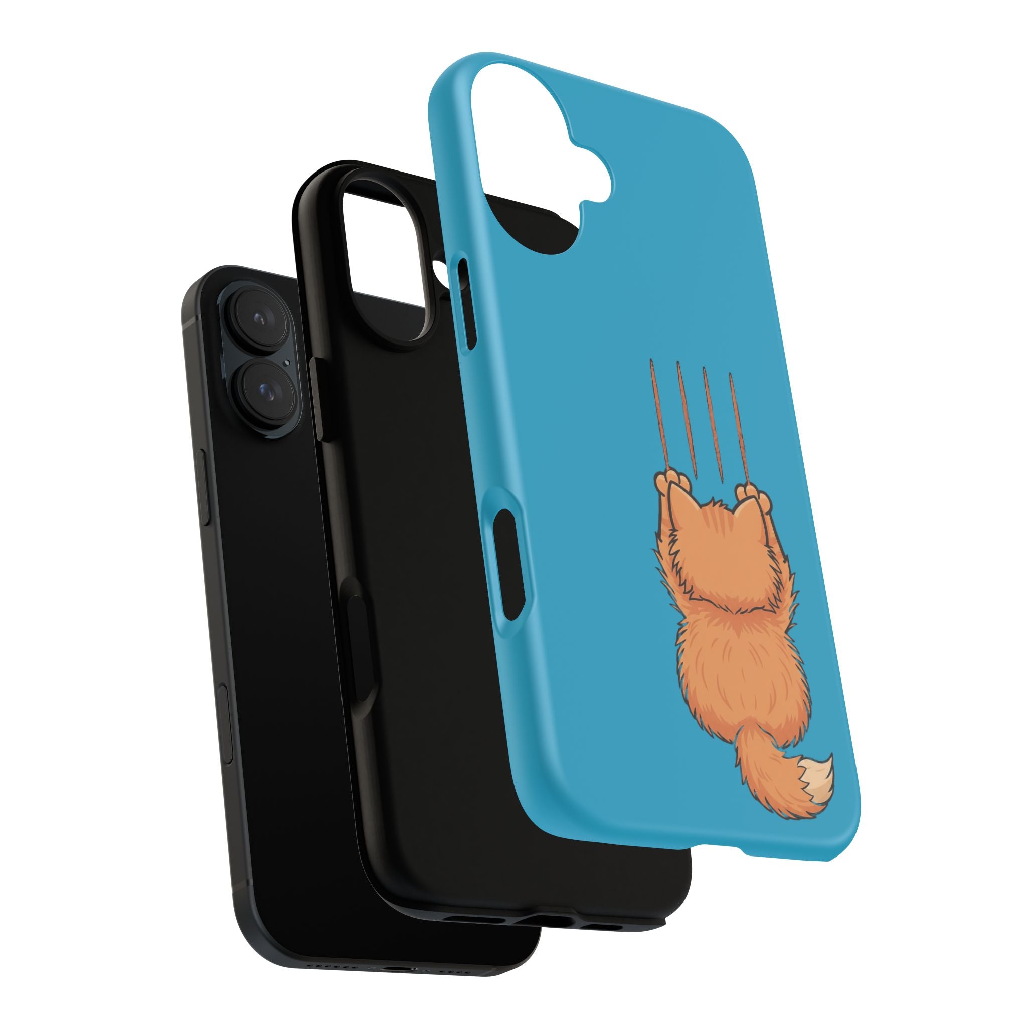Cat Claw Blue Phone Case — Cute Hanging Orange Kitten Protective Cover