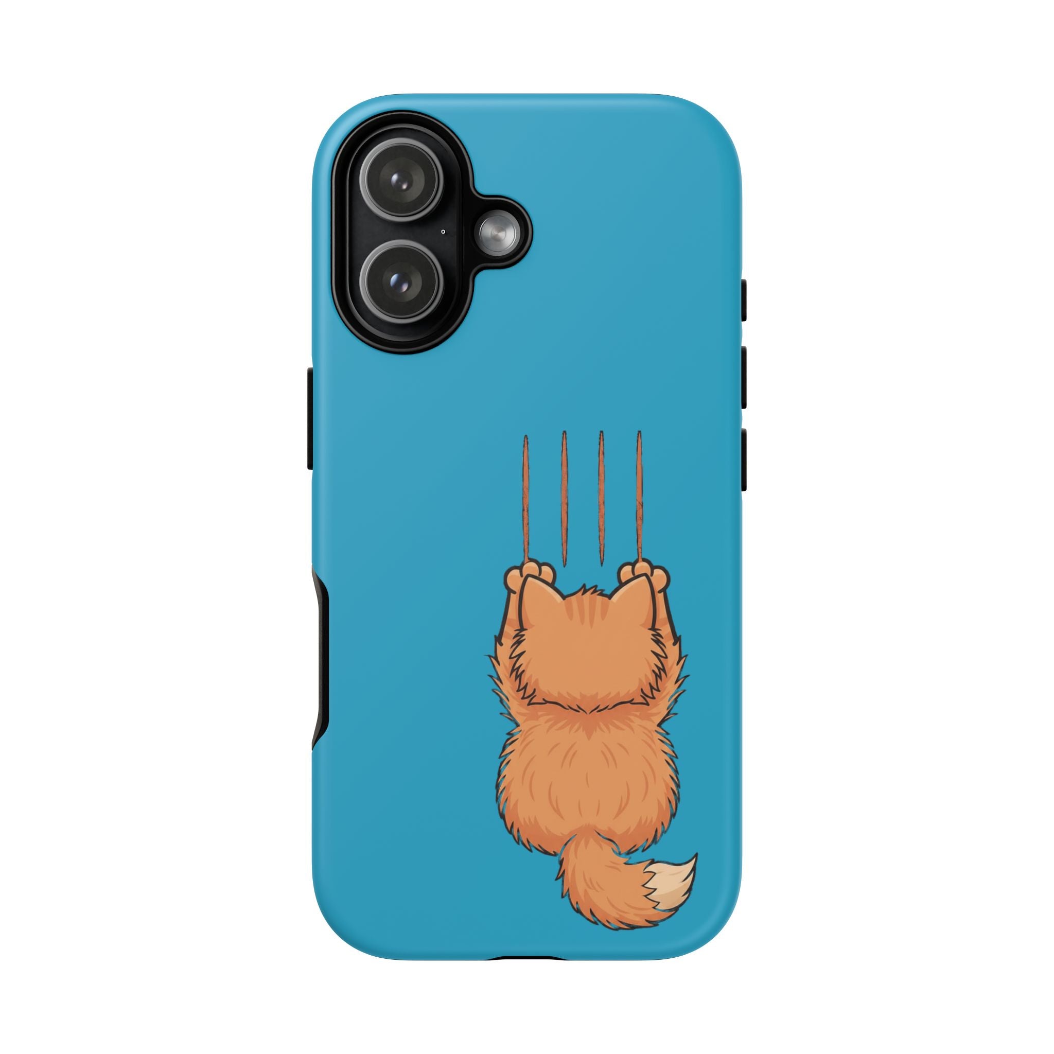 Cat Claw Blue Phone Case — Cute Hanging Orange Kitten Protective Cover