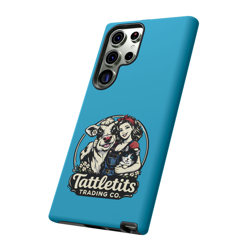 Phone Case — Retro 'Tuffellets' Logo Pattern on Teal
