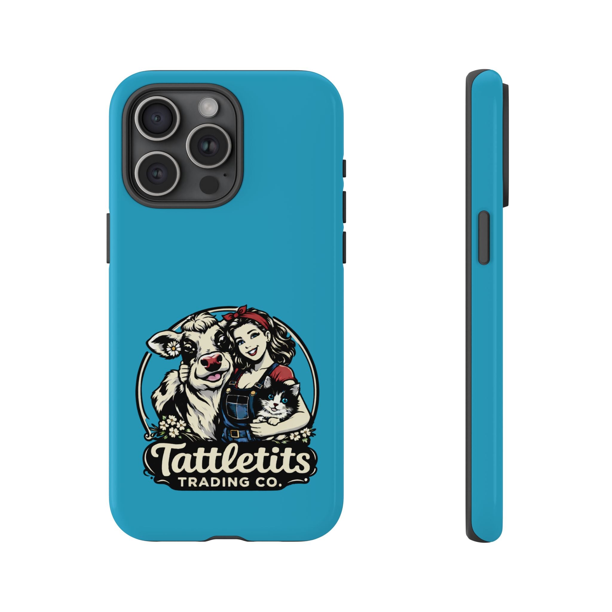 Phone Case — Retro 'Tuffellets' Logo Pattern on Teal