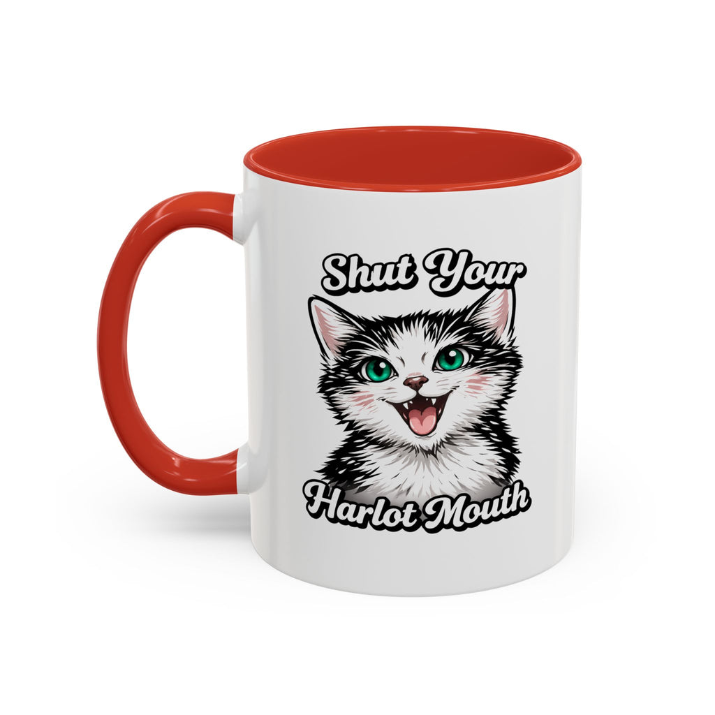 Cat Lover Accent Coffee Mug — Cute Staring Cat Design (11/15 oz)