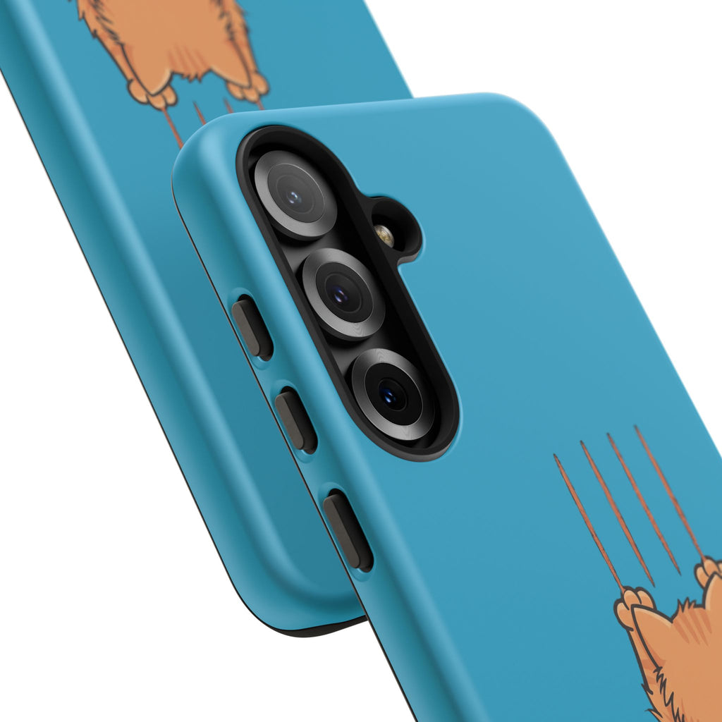 Cat Claw Blue Phone Case — Cute Hanging Orange Kitten Protective Cover