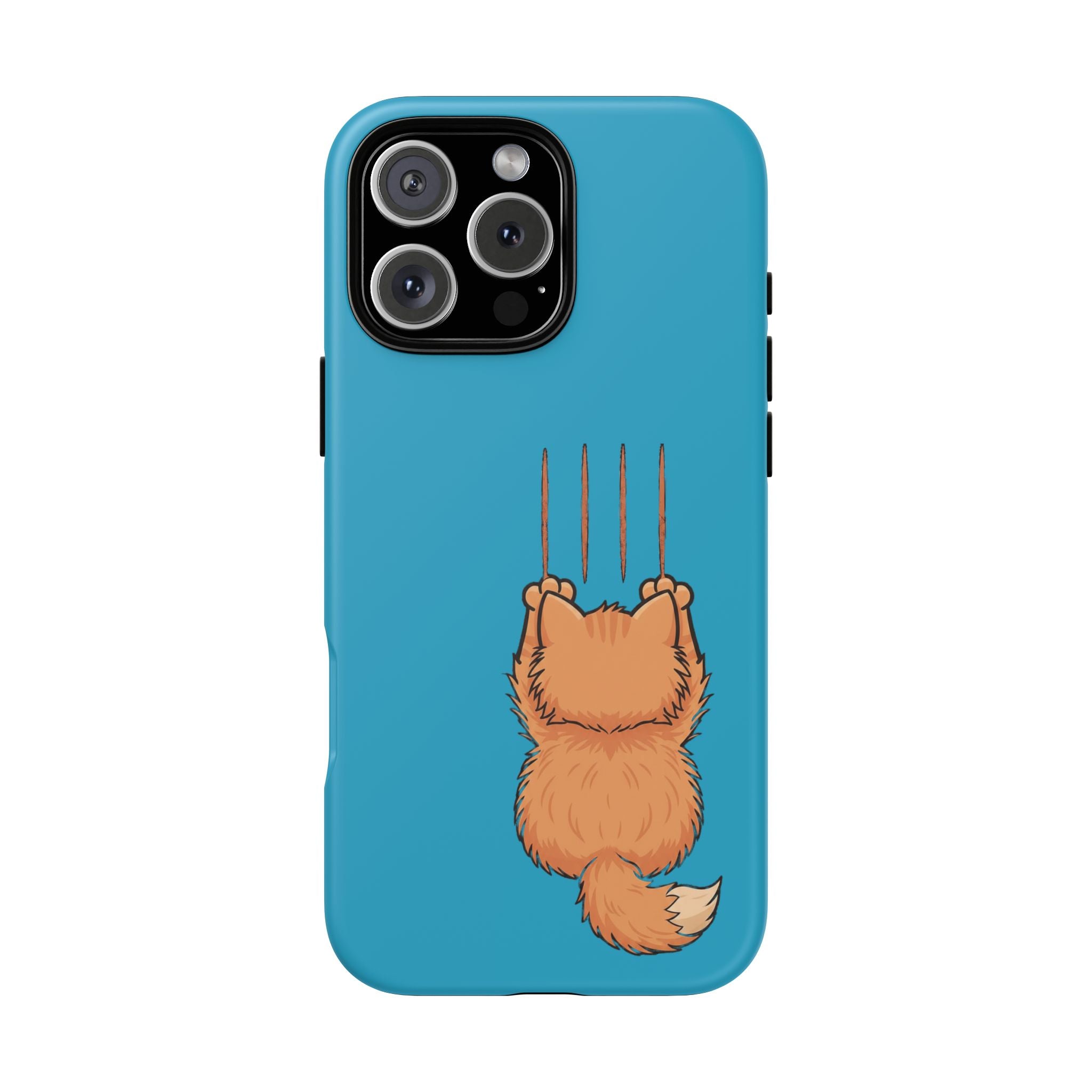 Cat Claw Blue Phone Case — Cute Hanging Orange Kitten Protective Cover