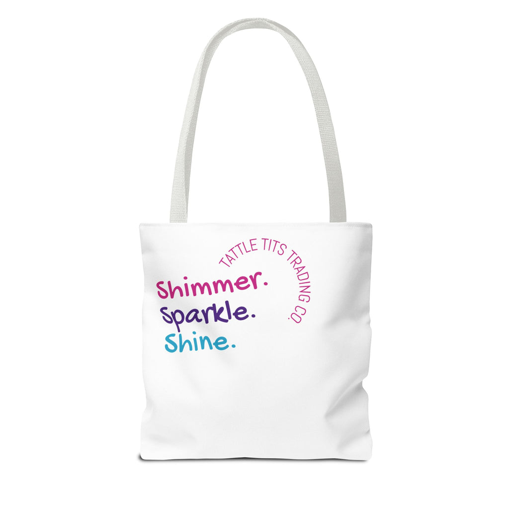 Colorful Cat Tote Bag — 'Shimmer. Sparkle. Shine.' All-Over Print