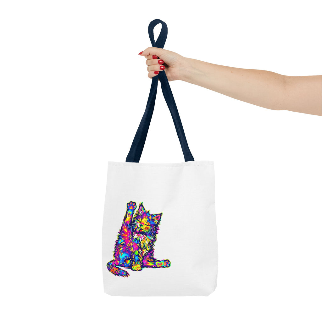 Colorful Cat Tote Bag — 'Shimmer. Sparkle. Shine.' All-Over Print