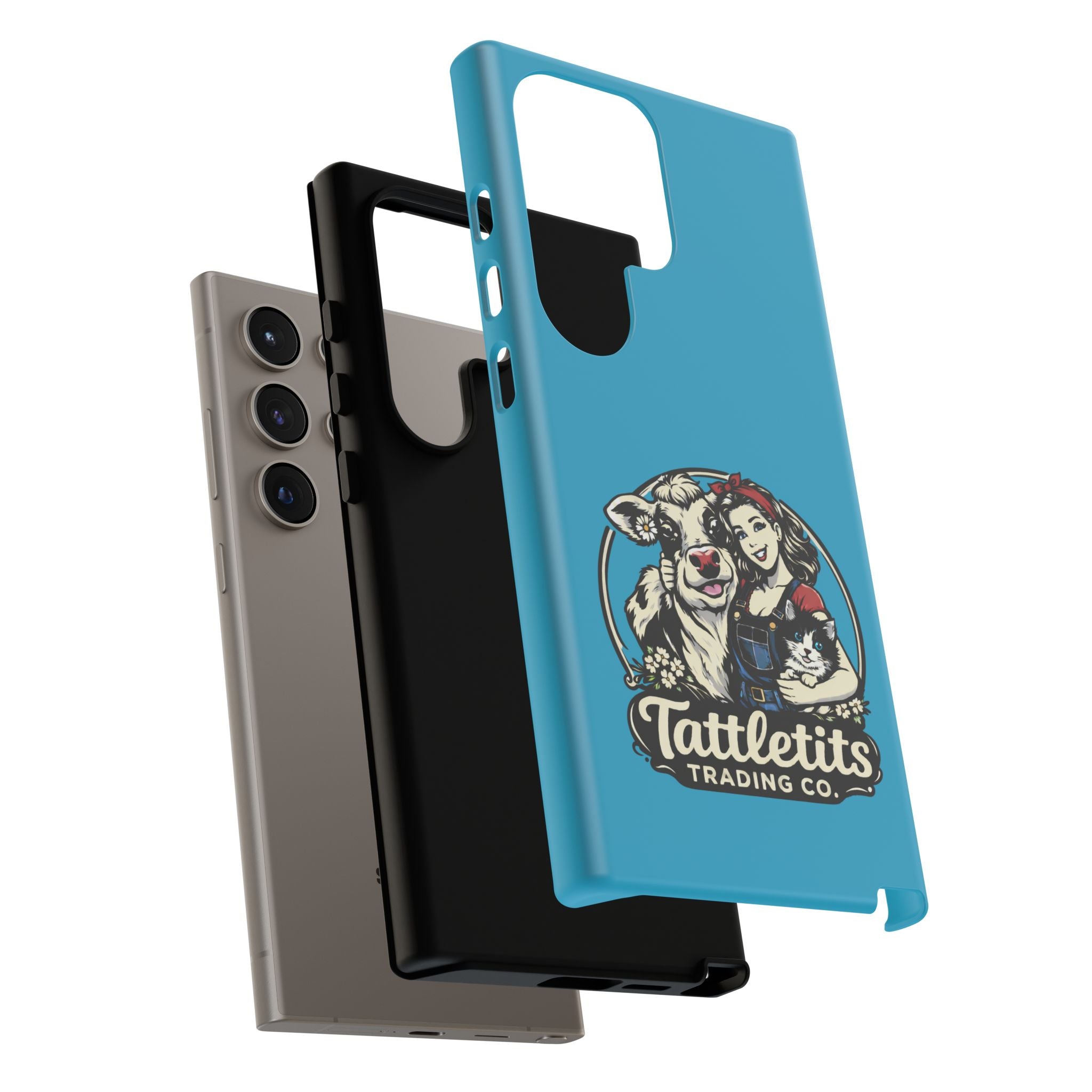 Phone Case — Retro 'Tuffellets' Logo Pattern on Teal