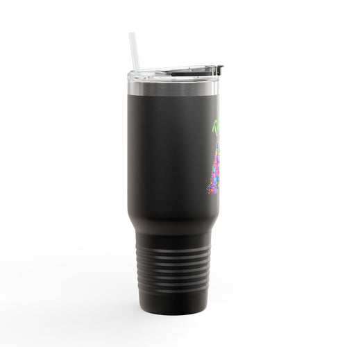 40oz Insulated Travel Mug — Colorful Cat Design “Tattle Tits”