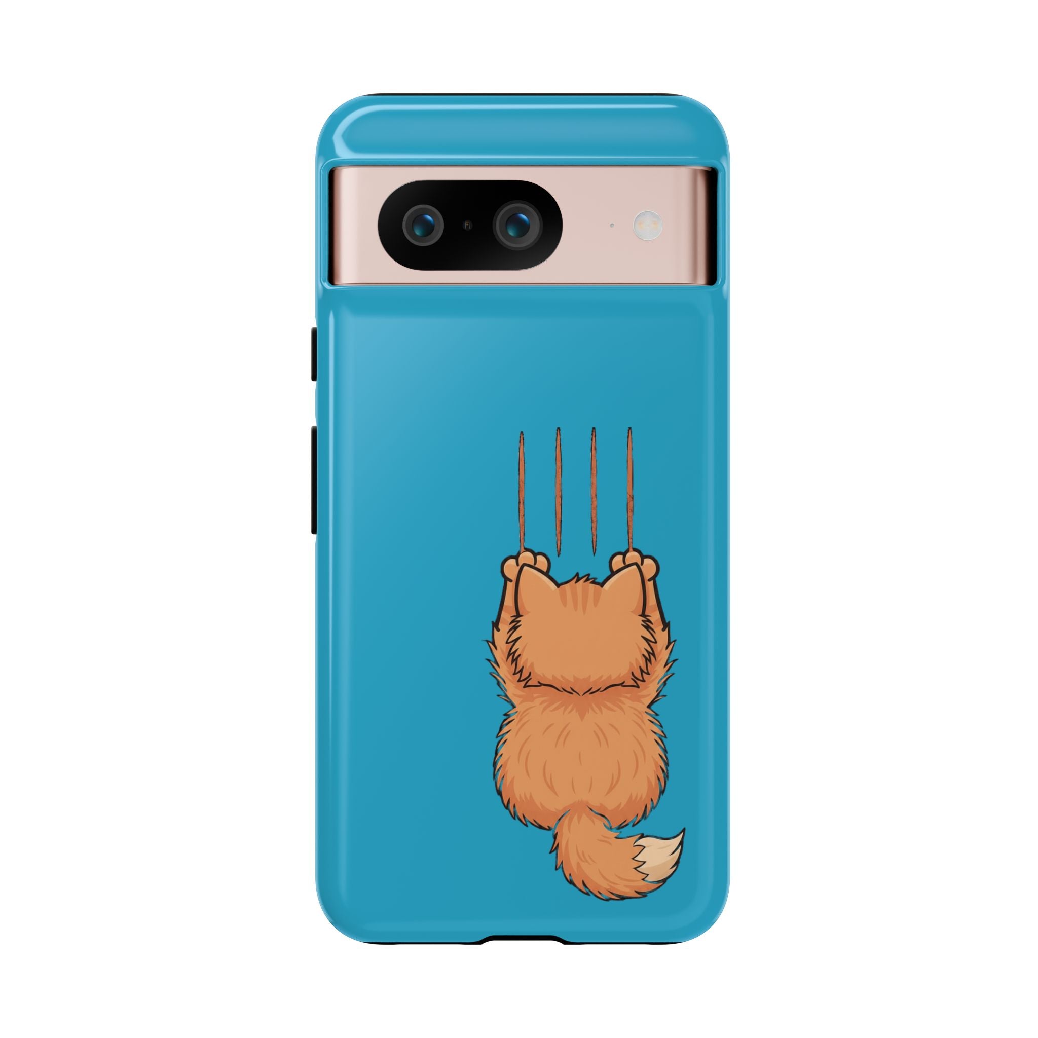 Cat Claw Blue Phone Case — Cute Hanging Orange Kitten Protective Cover