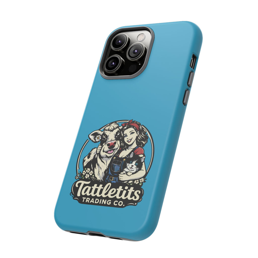Phone Case — Retro 'Tuffellets' Logo Pattern on Teal
