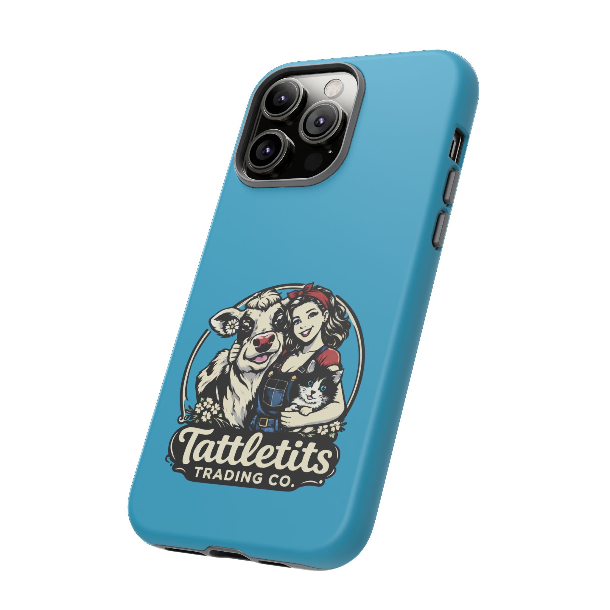 Phone Case — Retro 'Tuffellets' Logo Pattern on Teal