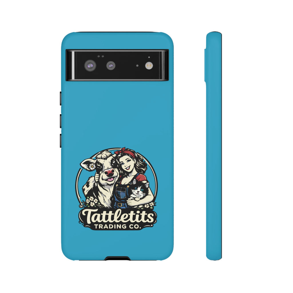 Phone Case — Retro 'Tuffellets' Logo Pattern on Teal