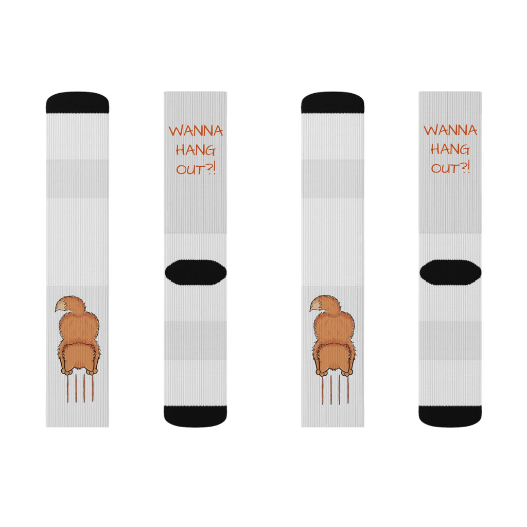 Funny Kitten Socks – "Wanna Hang Out?" Sublimated Crew Socks