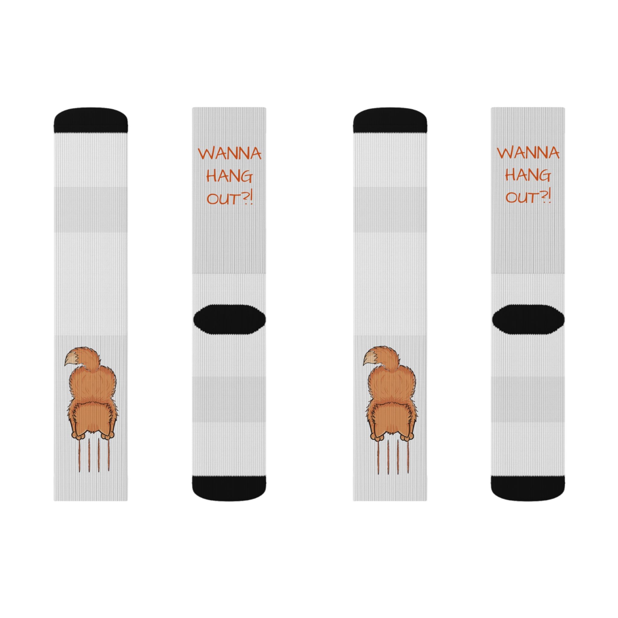 Funny Kitten Socks – "Wanna Hang Out?" Sublimated Crew Socks