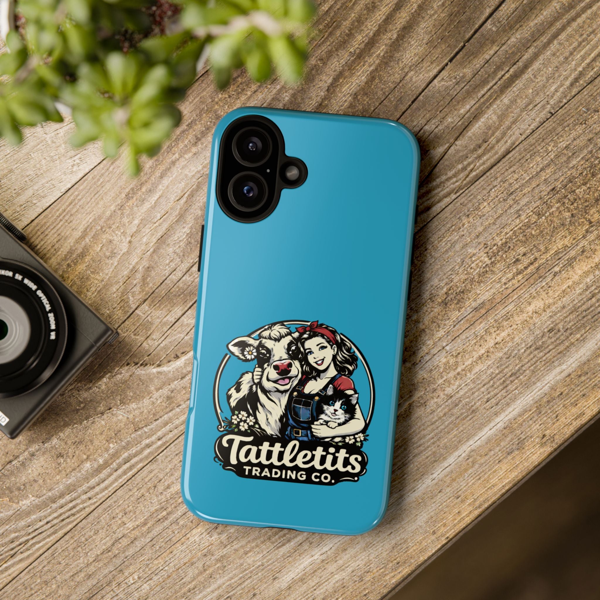Phone Case — Retro 'Tuffellets' Logo Pattern on Teal