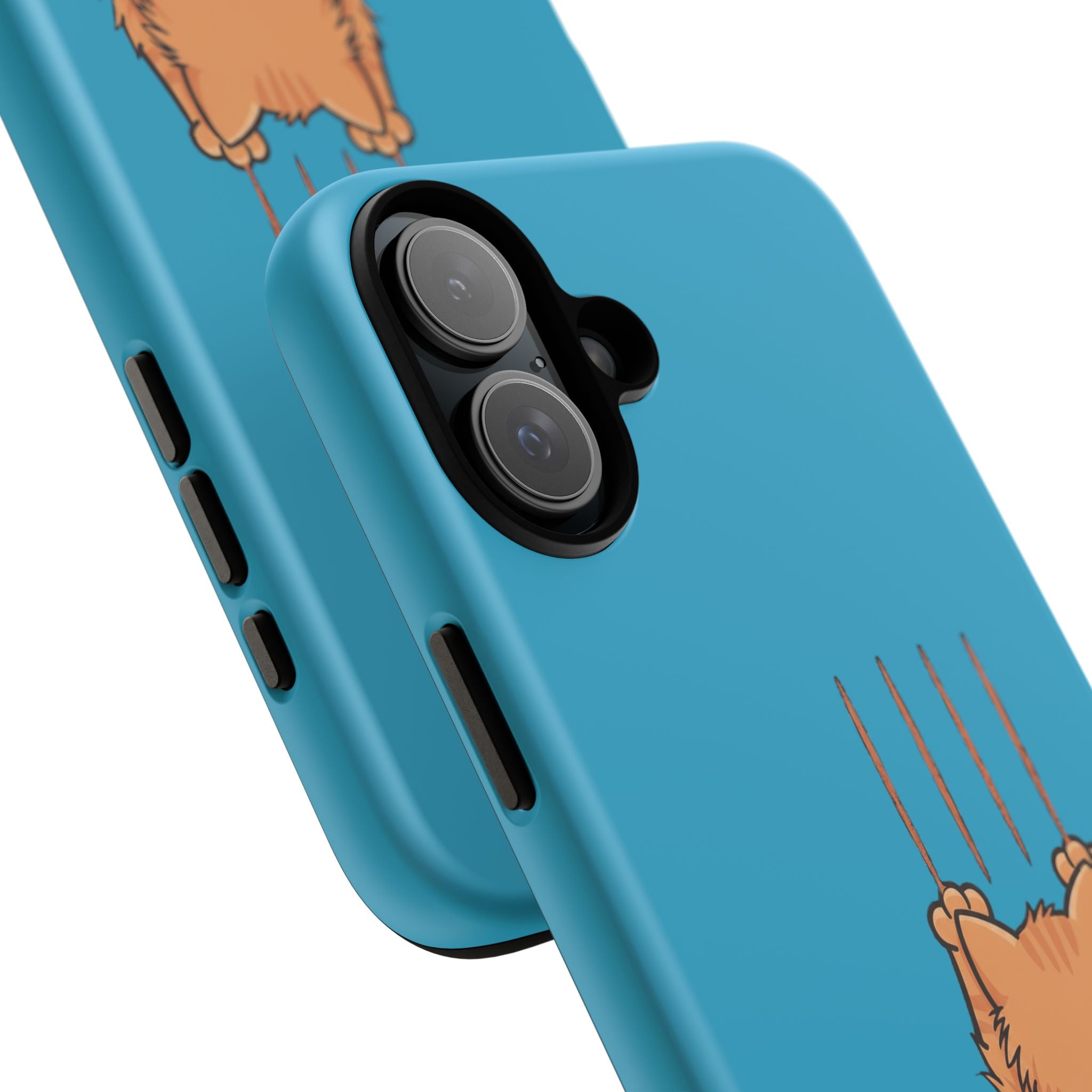 Cat Claw Blue Phone Case — Cute Hanging Orange Kitten Protective Cover