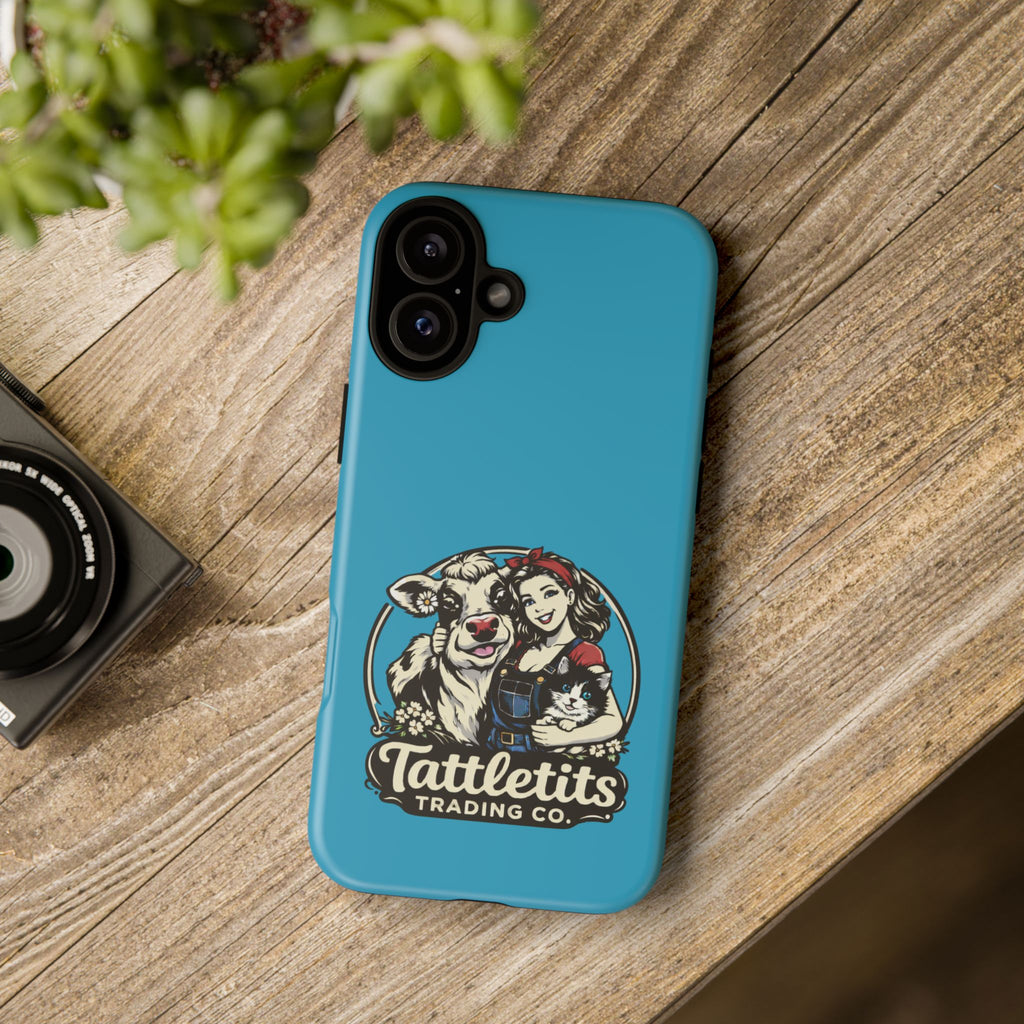 Phone Case — Retro 'Tuffellets' Logo Pattern on Teal