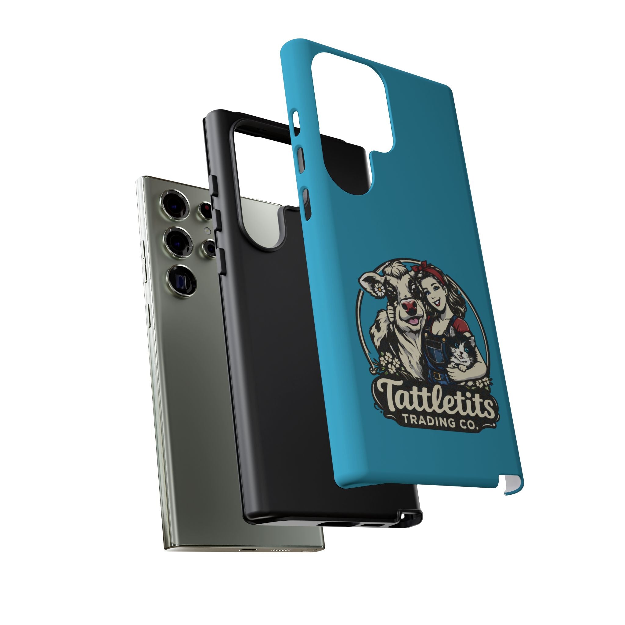 Phone Case — Retro 'Tuffellets' Logo Pattern on Teal