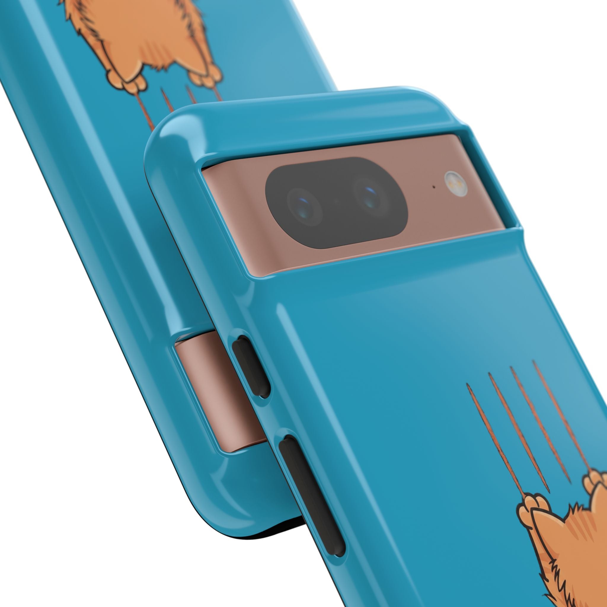 Cat Claw Blue Phone Case — Cute Hanging Orange Kitten Protective Cover
