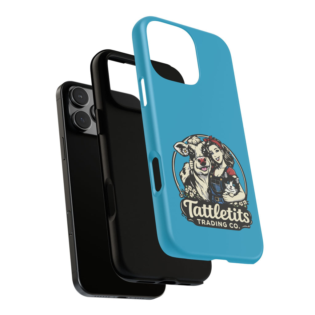 Phone Case — Retro 'Tuffellets' Logo Pattern on Teal